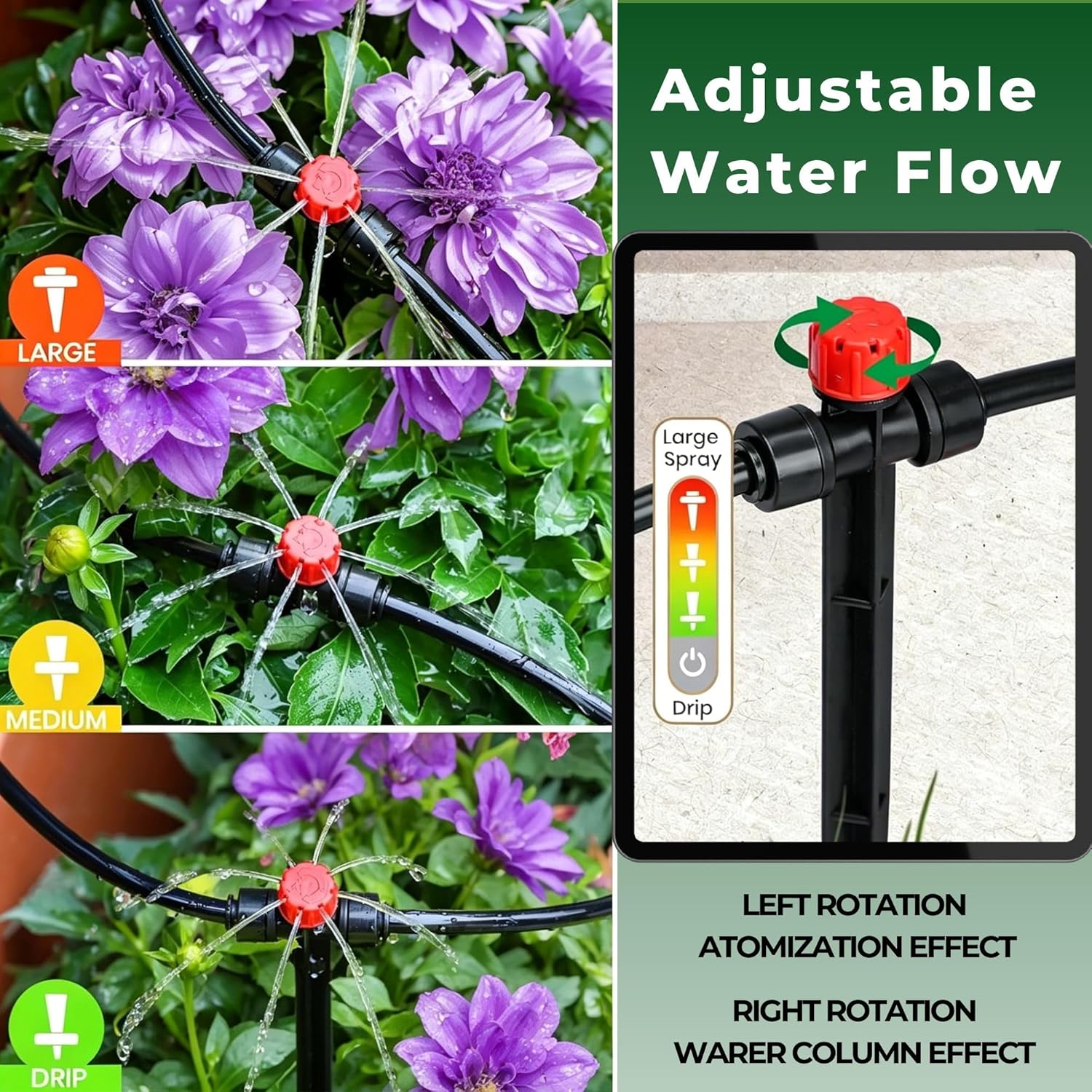 50FT Drip Irrigation System for Starter: Small Garden Quick Connect 1/4" PE Water Tubing Automatic 11Pcs Sprinkler Kit Adjustable Misting Part Watering Hose Outdoor Raised Bed Plants Flower Greenhouse - Image 3
