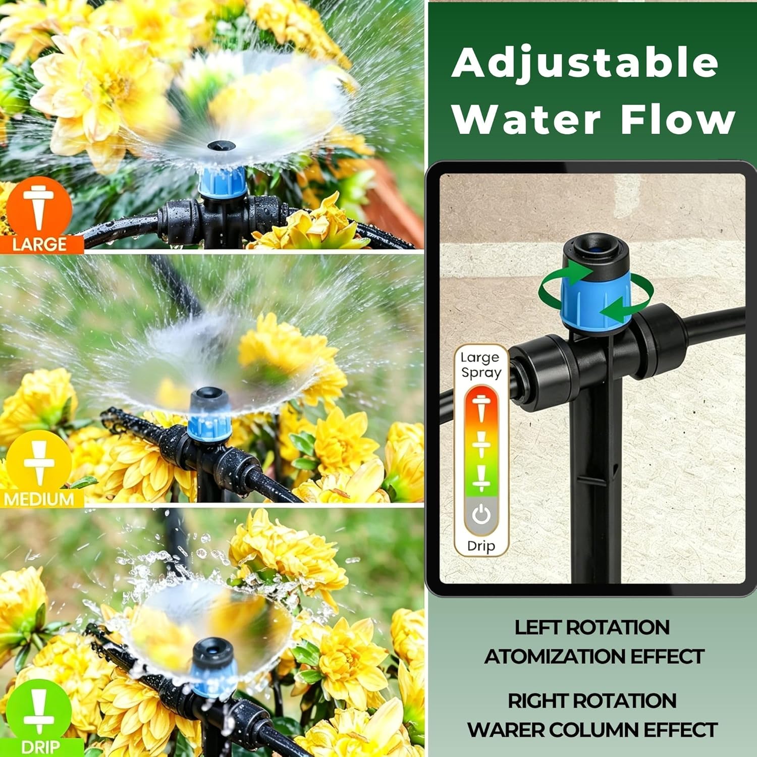 50FT Drip Irrigation System for Starter: Small Garden Quick Connect 1/4" PE Water Tubing Automatic 11Pcs Sprinkler Kit Adjustable Misting Part Watering Hose Outdoor Raised Bed Plants Flower Greenhouse - Image 4