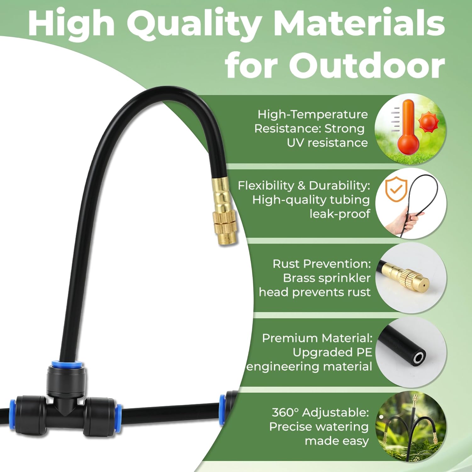 50FT Drip Irrigation System for Starter: Small Garden Quick Connect 1/4" PE Water Tubing Automatic 11Pcs Sprinkler Kit Adjustable Misting Part Watering Hose Outdoor Raised Bed Plants Flower Greenhouse - Image 6