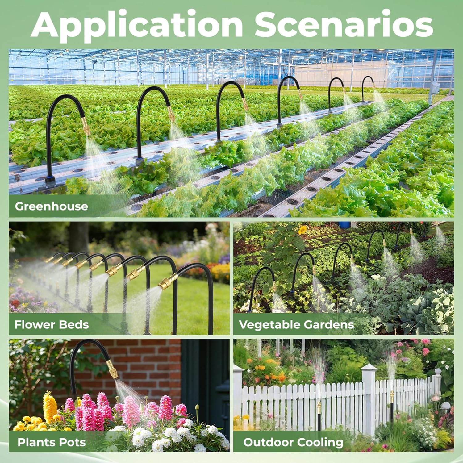 50FT Drip Irrigation System for Starter: Small Garden Quick Connect 1/4" PE Water Tubing Automatic 11Pcs Sprinkler Kit Adjustable Misting Part Watering Hose Outdoor Raised Bed Plants Flower Greenhouse - Image 8
