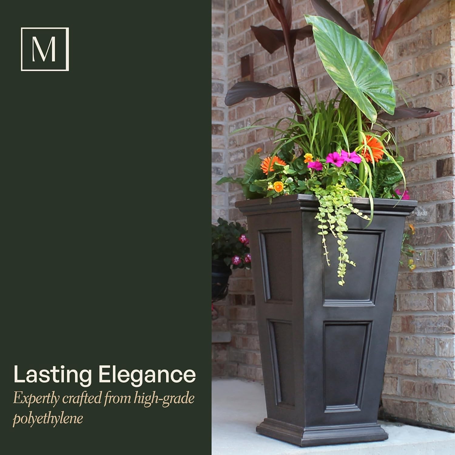 Mayne Fairfield 28-Inch Tall Planter – Self-Watering, Weather-Resistant Planter for Flowers – Durable Outdoor Design for Patio, Porch, or Entryway - Image 3