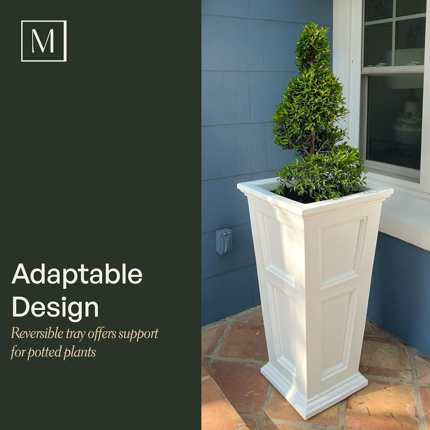 Mayne Fairfield 28-Inch Tall Planter – Self-Watering, Weather-Resistant Planter for Flowers – Durable Outdoor Design for Patio, Porch, or Entryway - Image 5
